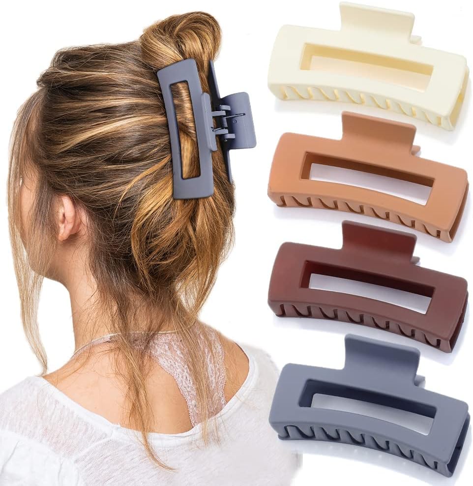 Kroger4 PCS Large Claw Clips for Thick Hair, Big Hair Clips for Women Thick Hair Matte Hair Clips Barrettes French Design Banana Clips Hair Jaw Clips Hair Claw Clips for Thick Hair Non-slip Clips