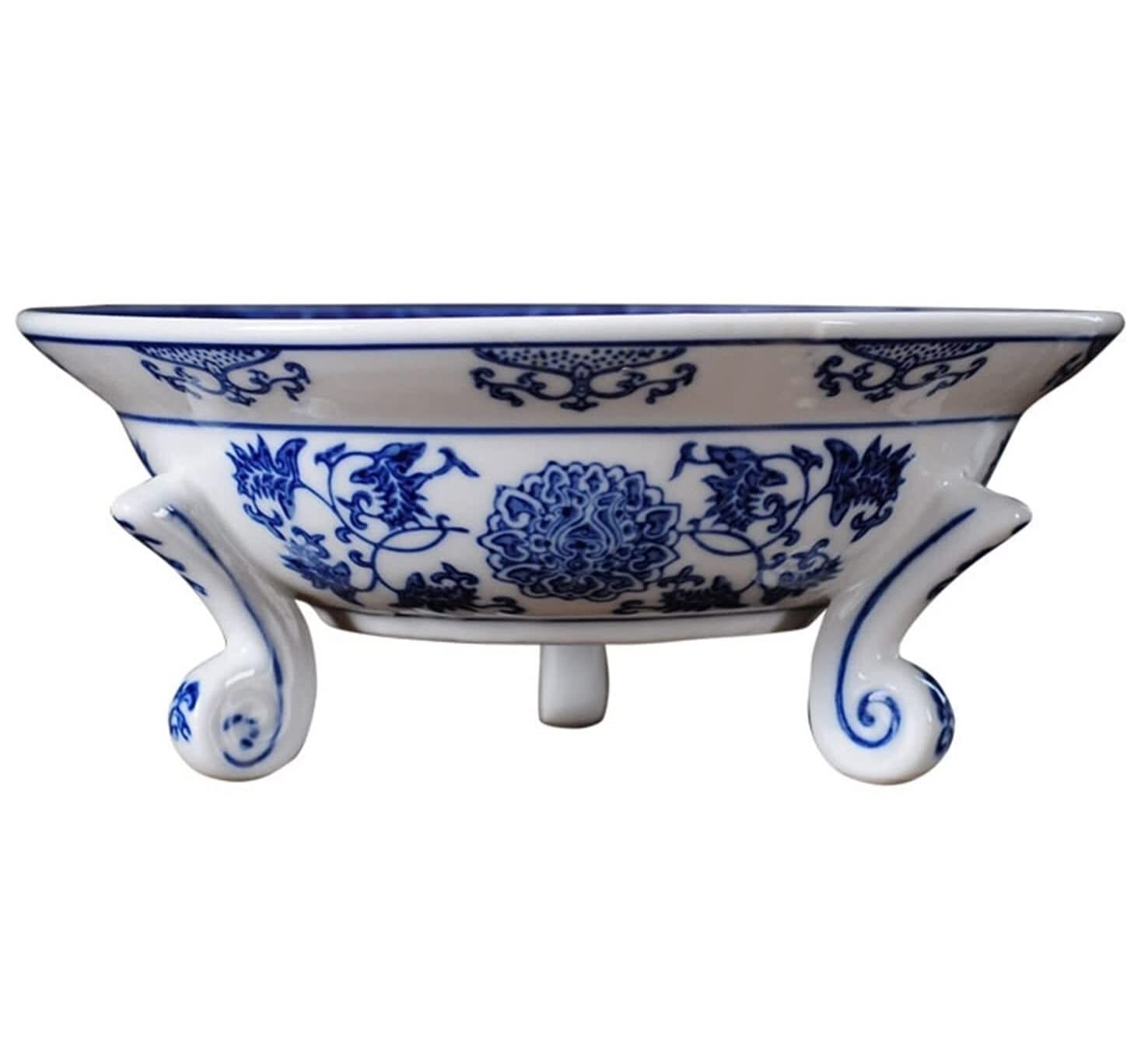 Patera na Owoce Miska na Owoce Kosz na Owoce Okrągły Ceramiczny Talerz Na Owoce W Stylu Chińskim Retro Porcelana Naczynie Na Owoce Miska Na Cukierki Dekoracyjna Stojak na Owoce Koszyk Na Owoce (Color