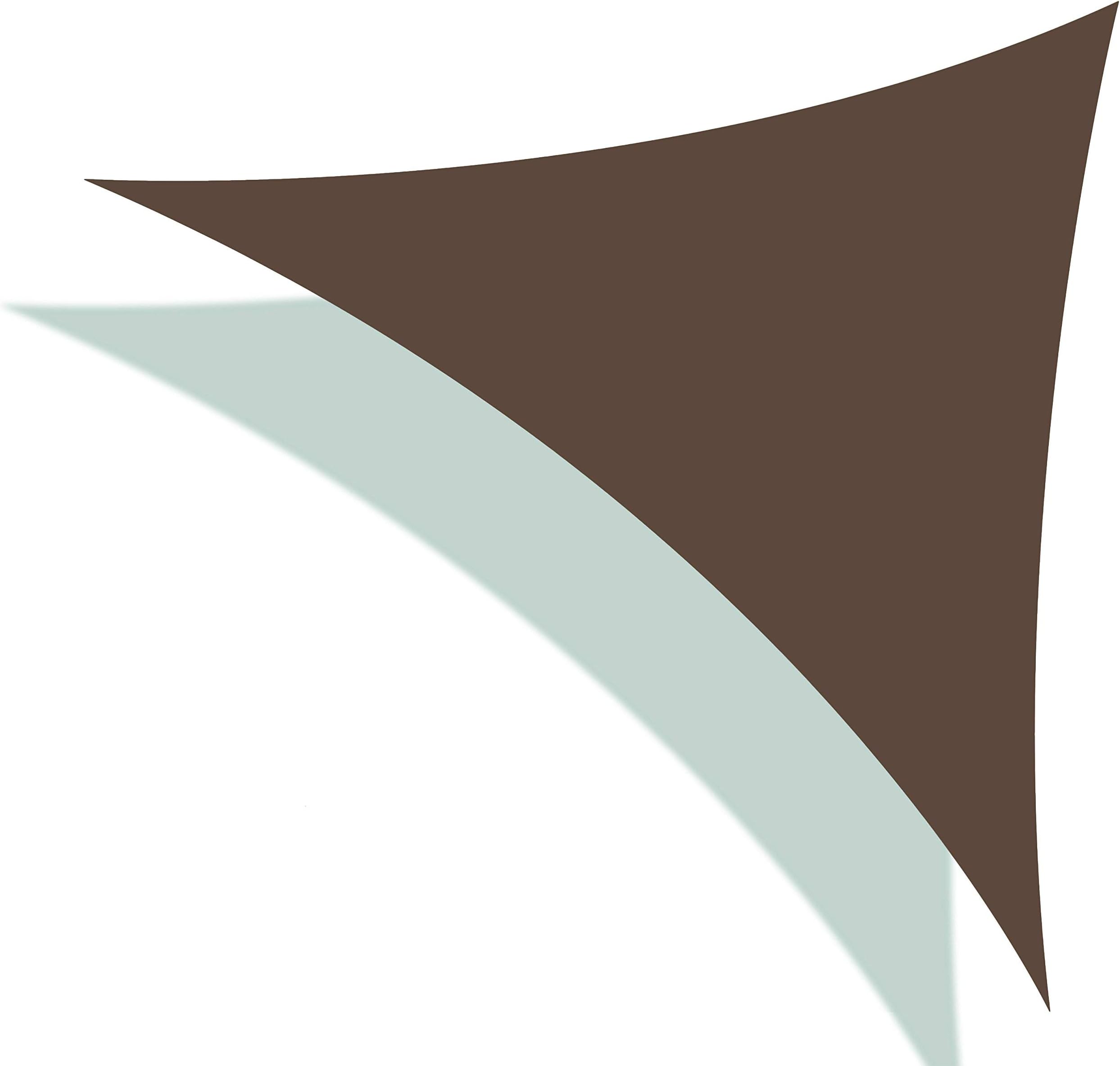 16' Oversized Durable Sun Shade Sail Shade Canopy, UV Block Fabric Patio Sail Perfect for Outdoor Patio Garden Swimming Pool in Color Brown, Triangle