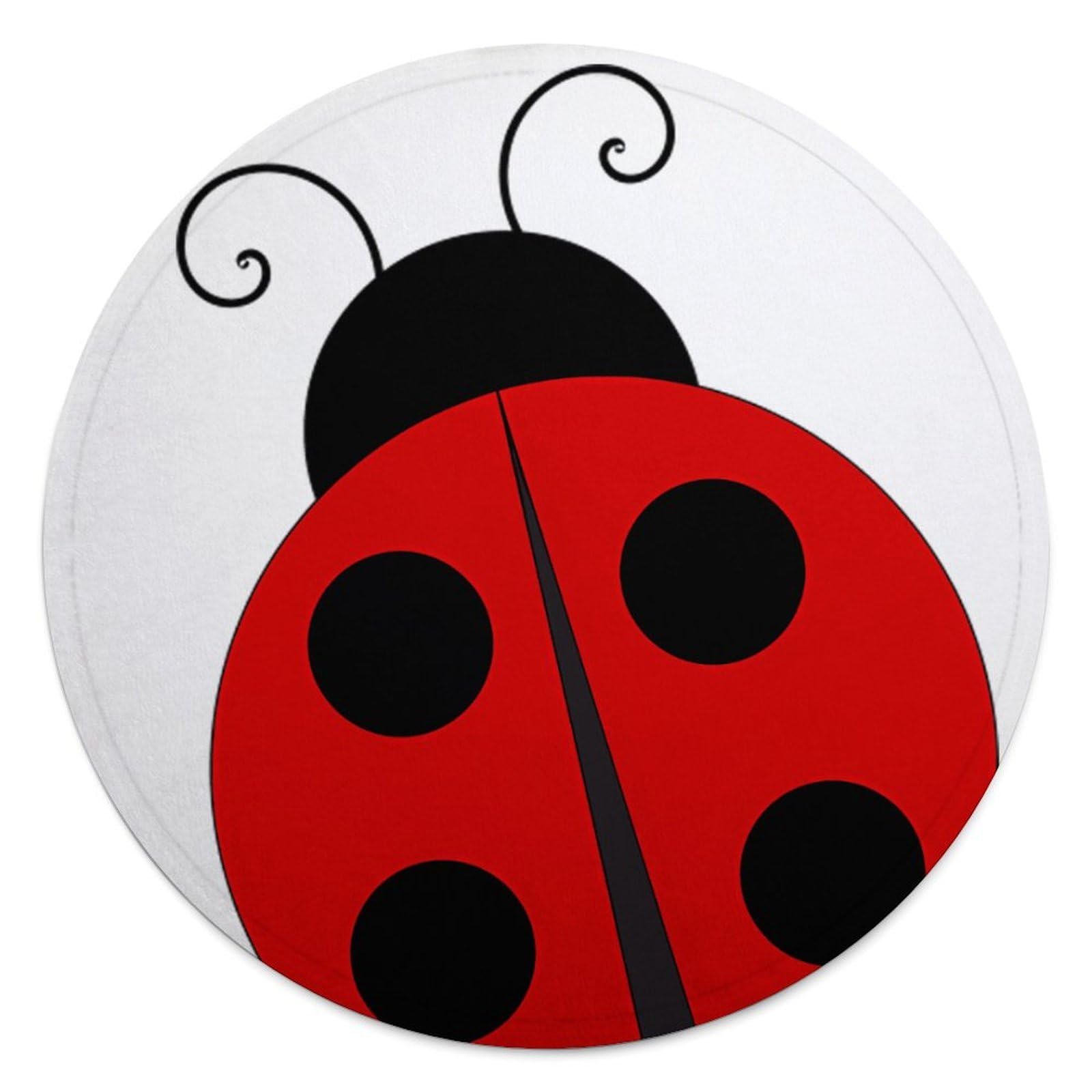 FekiLoot Ladybug Round Flannel Throw Blanket, 59.1 Inch Diameter Single Sided Printed Fleece Blanket, Multipurpose Foldable Decor Cover for Couch Office Camping Home Furnishing