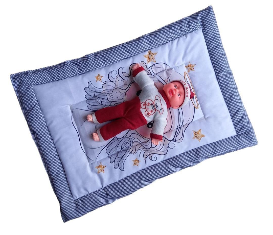 Vivatra Combo Newborn Baby Pom Pom Cotton Baby Bed | Godari | Cradle Bed | Crib Sheet | Changing Mat Baby Godadi | Godari | Bedding Set | Mattress_Pack of 2 Piece_(20 * 30 Inch) (Babygirl & Hippo)