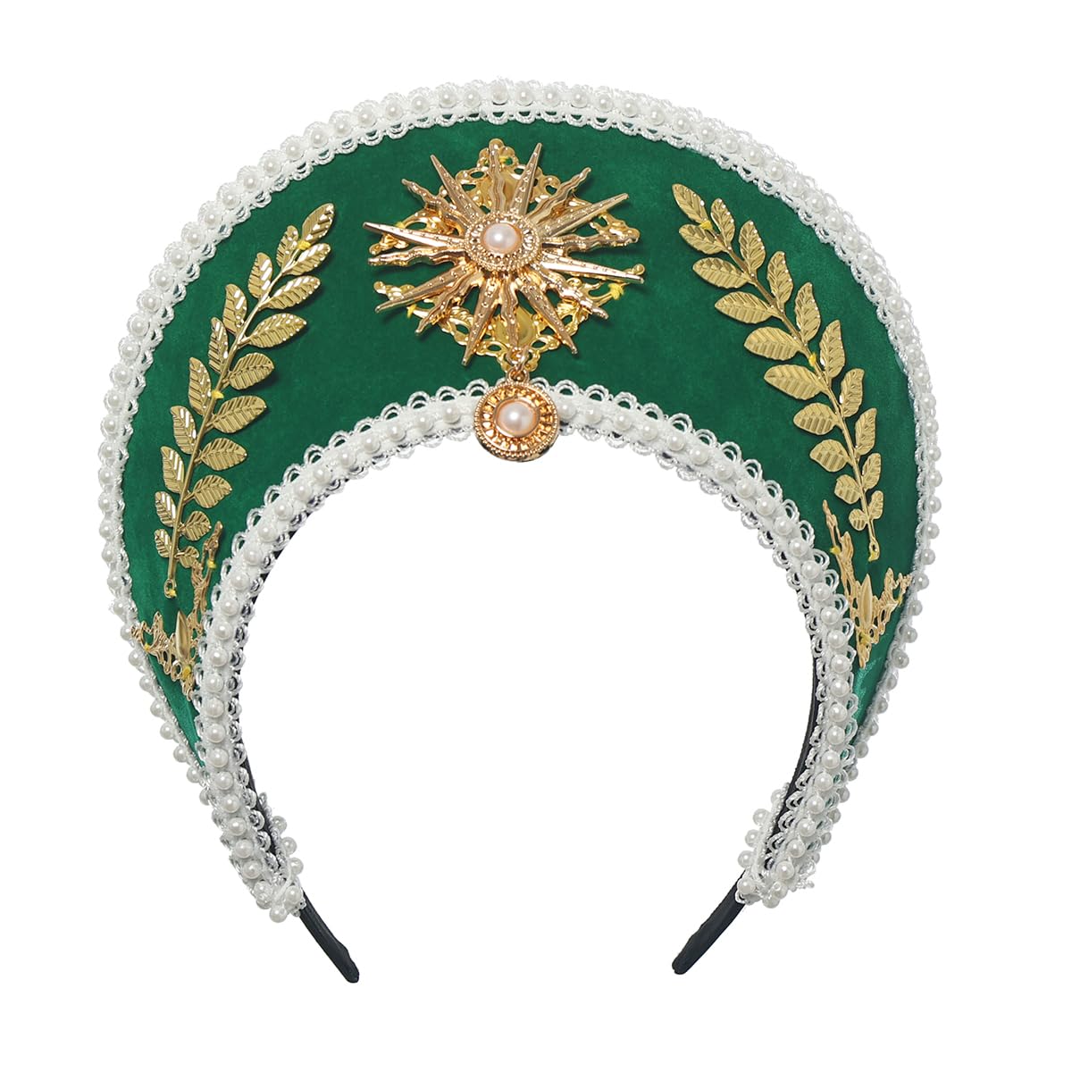 GRACEART Anne Boleyn Hat Headpiece Elizabethan Headwear Tudor Coronet Hood Hat Style-4(green) — image 1