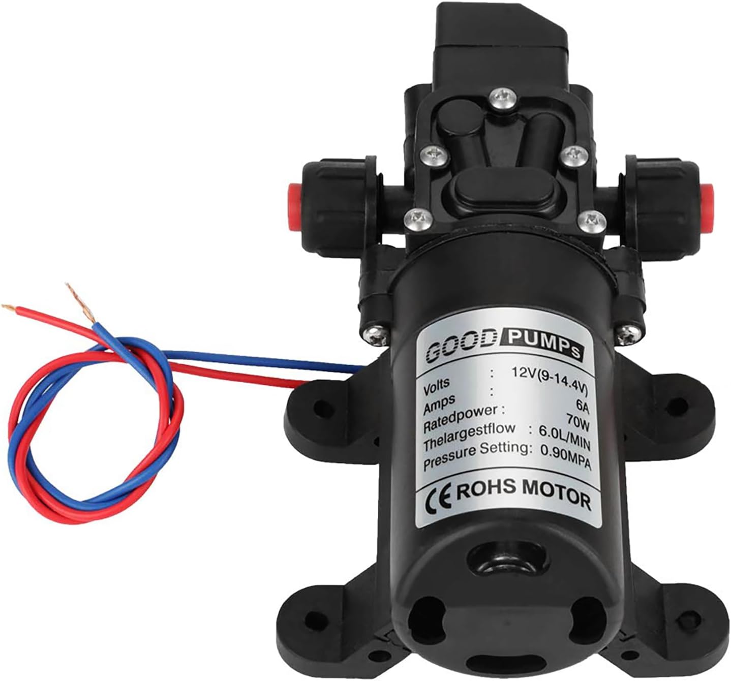 DC 12V Pompe à Eau Auto-amorçante, 5L/min 60W Pompe à Eau à Diaphragme