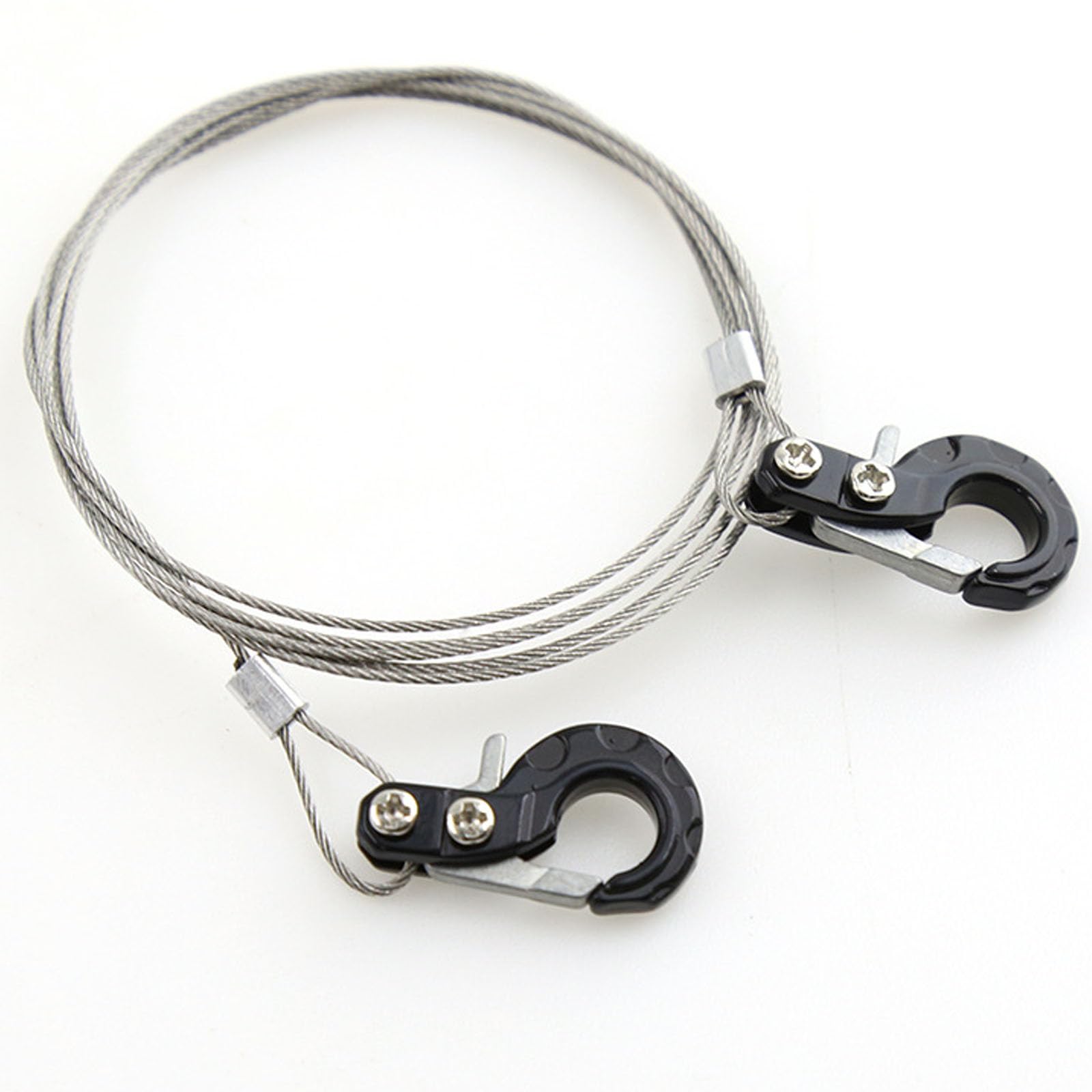 Mini Universal RC Tow Hook with Steel Cable for Axial SCX10, HSP 94180, RC4WD D90, Traxxas TRX4, CC01, D110, TF2