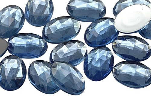 KraftGenius Allstarco Zafiro azul Lite de 1.57 x 1.18 pulgadas (1.575 x 1.181 in), diamantes de imitación acrílicos ovalados con parte trasera plana