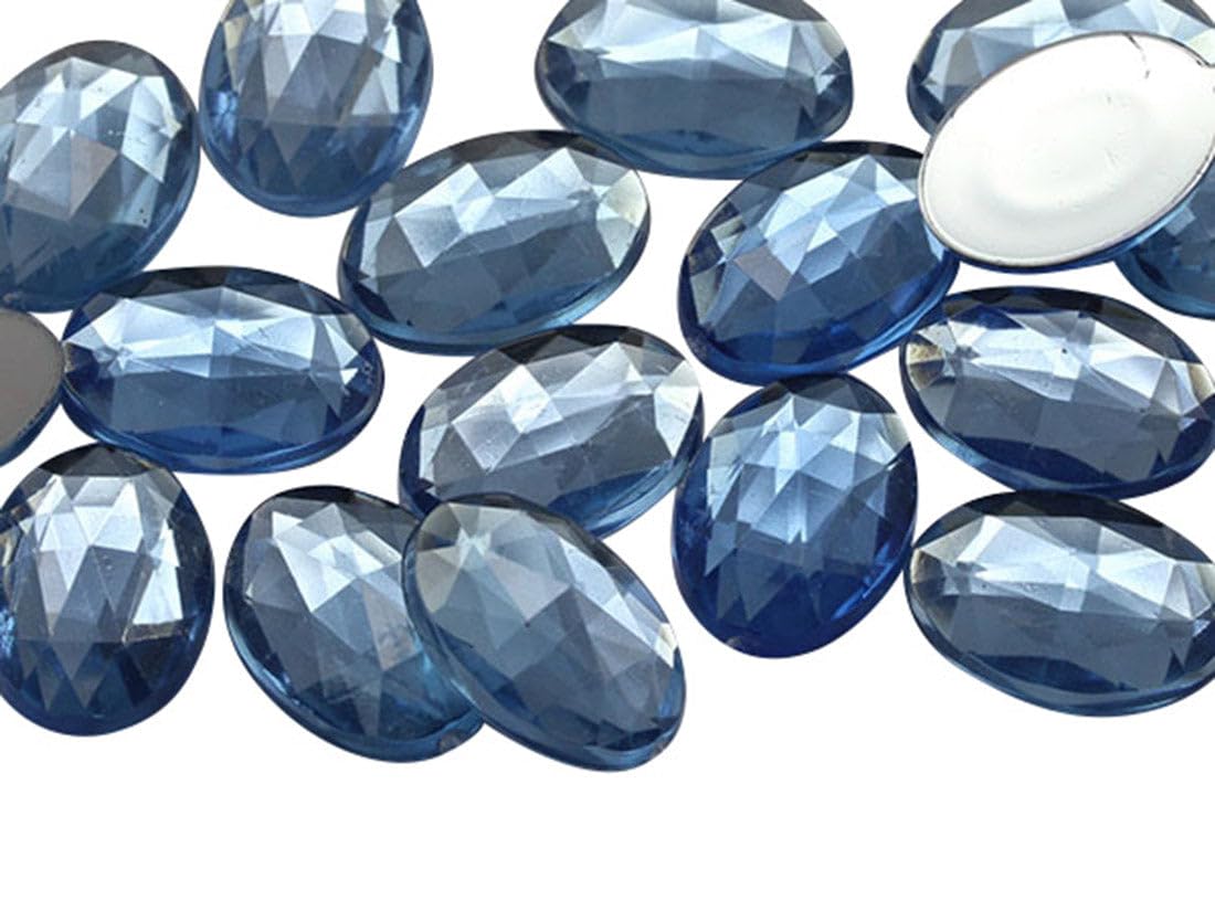 40x30mm Blue Sapphire Lite .LS Large Flat Back Oval Acrylic Rhinestones Cosplay Costume Gems Plastic Jewels Embelishments DIY Crafts Gemstones
