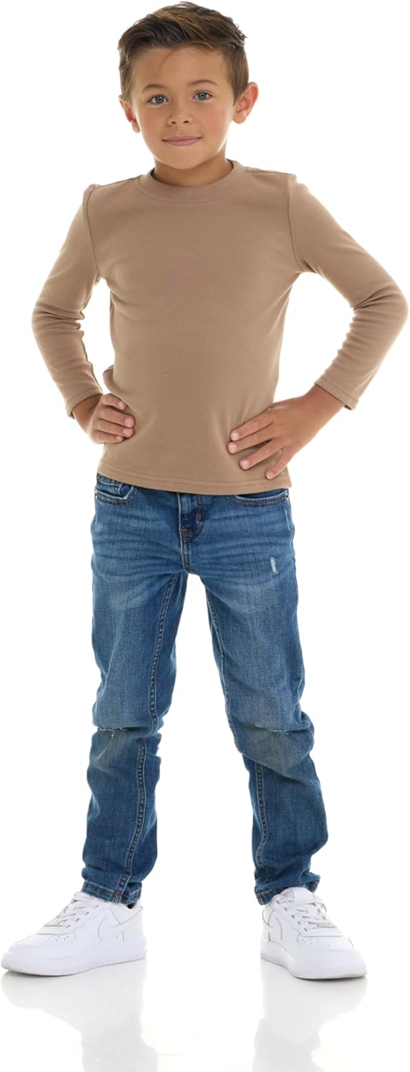 Cudlie 5-Pack Toddler Boys’ Solid Long Sleeve Tees– Five Timeless Cotton Blend Crewnecks in Rich, Modern Colors - Image 6