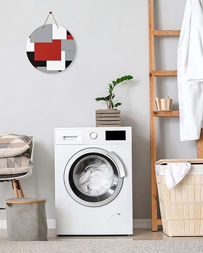 Miniatura 8 de Letrero de bienvenida para la inauguración de la casa, decoración del hogar, blanco, gris, negro, rojo, abstracto, irregular, geométrico, de 12