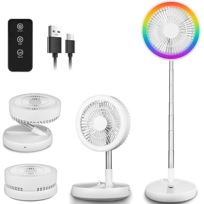 折りたたみ扇風機 dcモーター コードレス リビング リモコン付き 12段階調光調色 風量4段階調節 折り畳み扇風機 高さ調整可能 7200mAh 静音 長時間 …