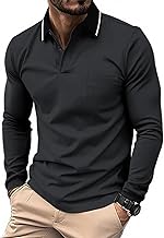 JACKETOWN Men's Polo Shirt Long Sleeve Golf T-Shirt Work Breathable T Shirt with Pocket Spring Autumn Hiking Fishing Shirts