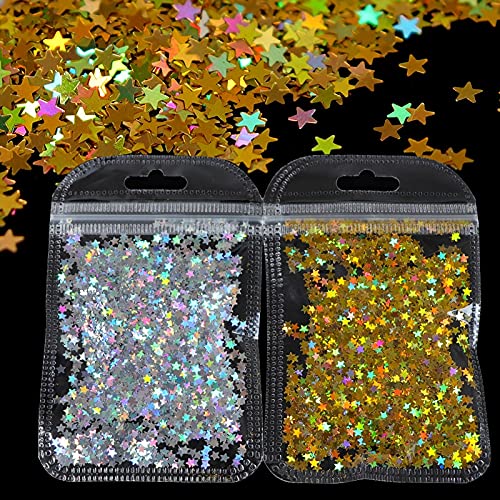 MALAT Holographische Schmetterling Herz Nail Art Glitter Micro Laser Star Flakes 3D Silber Gold Pailletten Polnische… – Bild 8