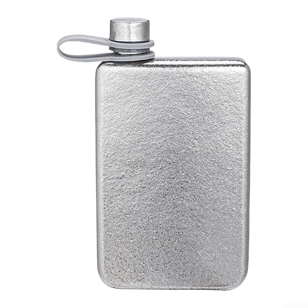 Gourde plate entièrement en titane pur pour sports de plein air avec bec verseur fluide et joint fileté (230 ml)