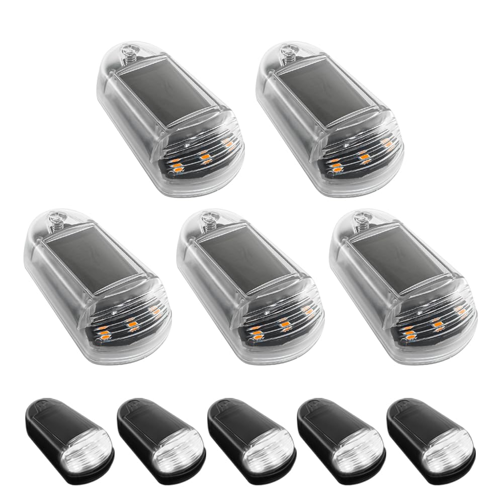 Solar Powered Cab Lights, New No Drill Solar Powered Cab Lights for Truck, IP68 Waterproof Wireless Cab Marker Roof Lights, LED Lights Vibration Sensor Roof Lights App Control (White Light, White)