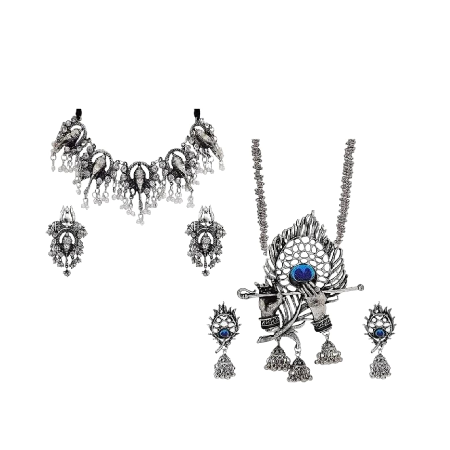 Modern Mood Womens Fashion Festive Oxidised Silver Long Necklace With Earrings Jewellery Set For Women| elegant & Fancy Jewellery Gift item suitable for all occasion (B0BPSXDF85) Amazon Price History, Amazon Price Tracker