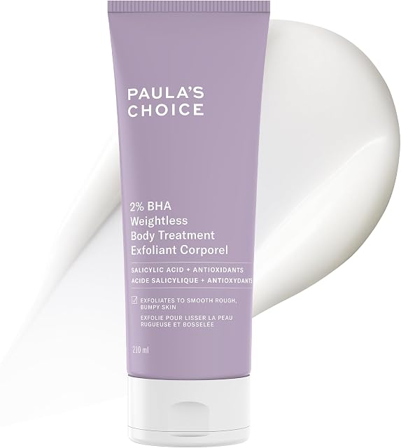 Paula's Choice Weightless Body Treatment 2% BHA, Salicylic Acid & Chamomile Lotion Exfoliant, Moisturizer for Clogged Pores & Bumpy Skin, Fragrance-Free, 210 mL