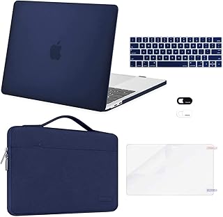 MOSISO Compatible with MacBook Pro 13 inch Case M2 2023, 2022, 2021-2016 A2338 M1 A2251 A2289 A2159 A1989 A1708 A1706,Plastic Hard Shell&Bag&Keyboard Skin&Webcam Cover&Screen Protector,Navy Blue