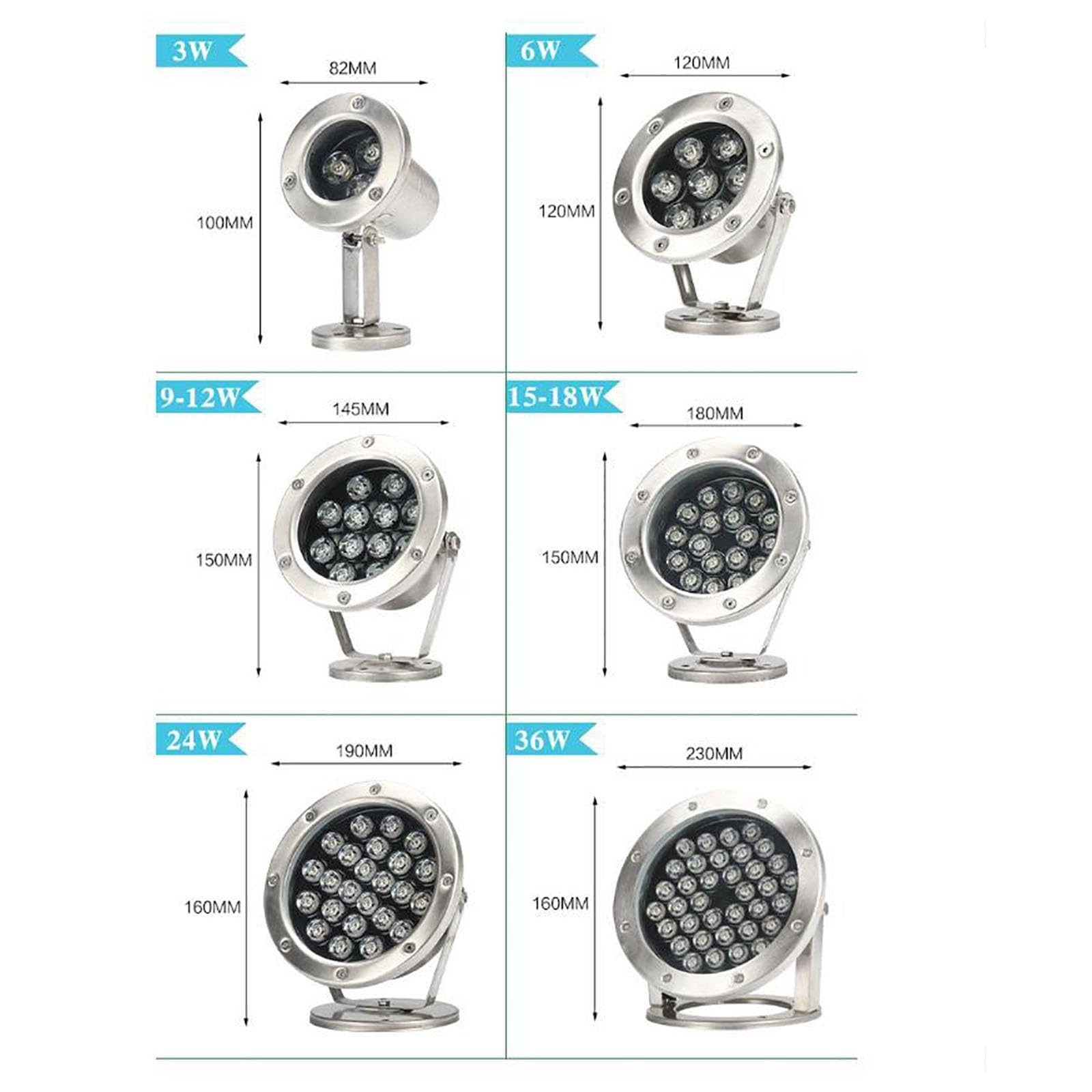 RGB-Unterwasser-Teichbeleuchtung – tauchbares LED-Brunnenlicht, 24 V IP68 wasserdichter Niederspannungs-Unterwasserscheinwerfer, verstellbar(Blue),15W