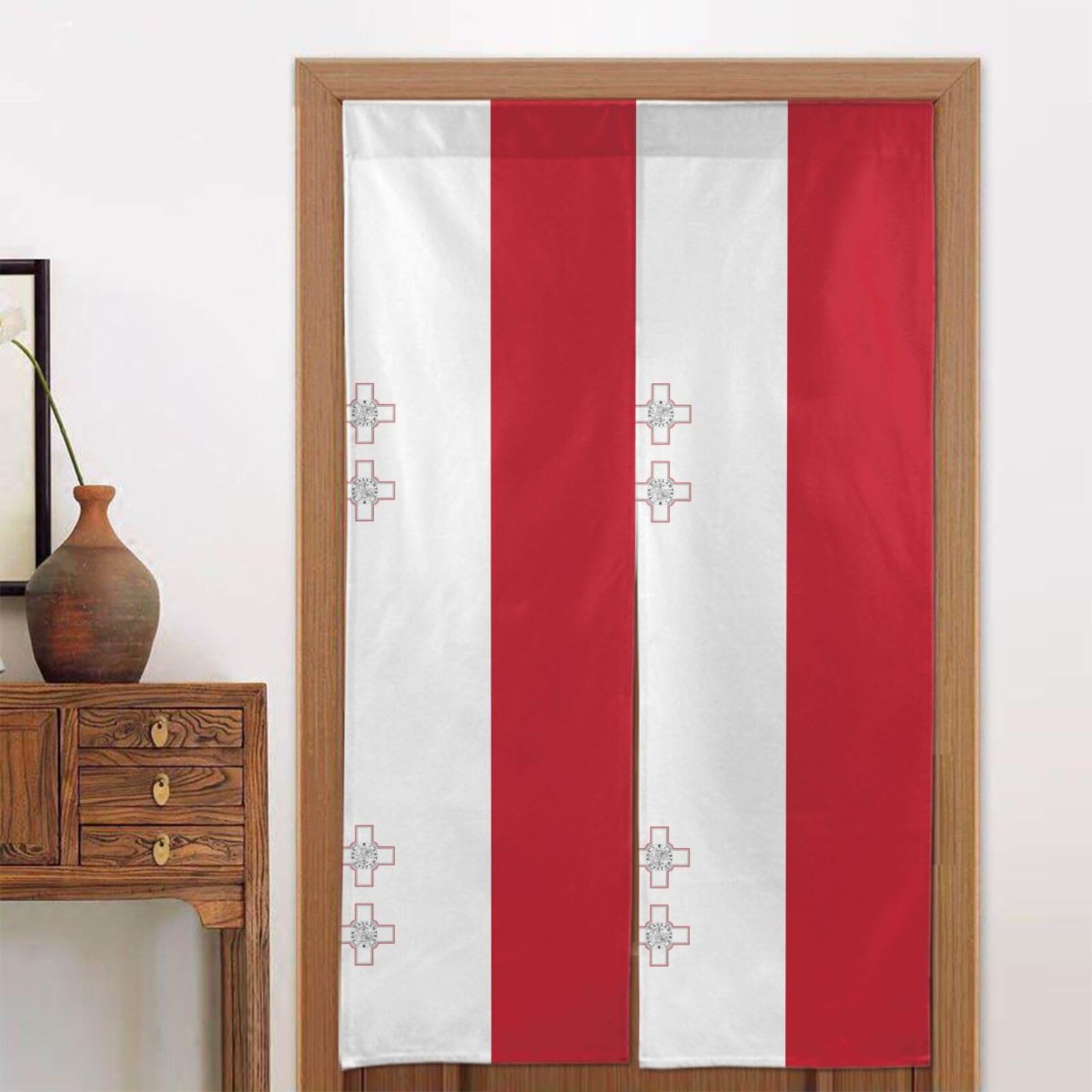 CNTDBU Flag of Malta Door Curtain 34x56 Inch-Room Divider Panel for Privacy, Entryway Screen for Kitchen Bedroom
