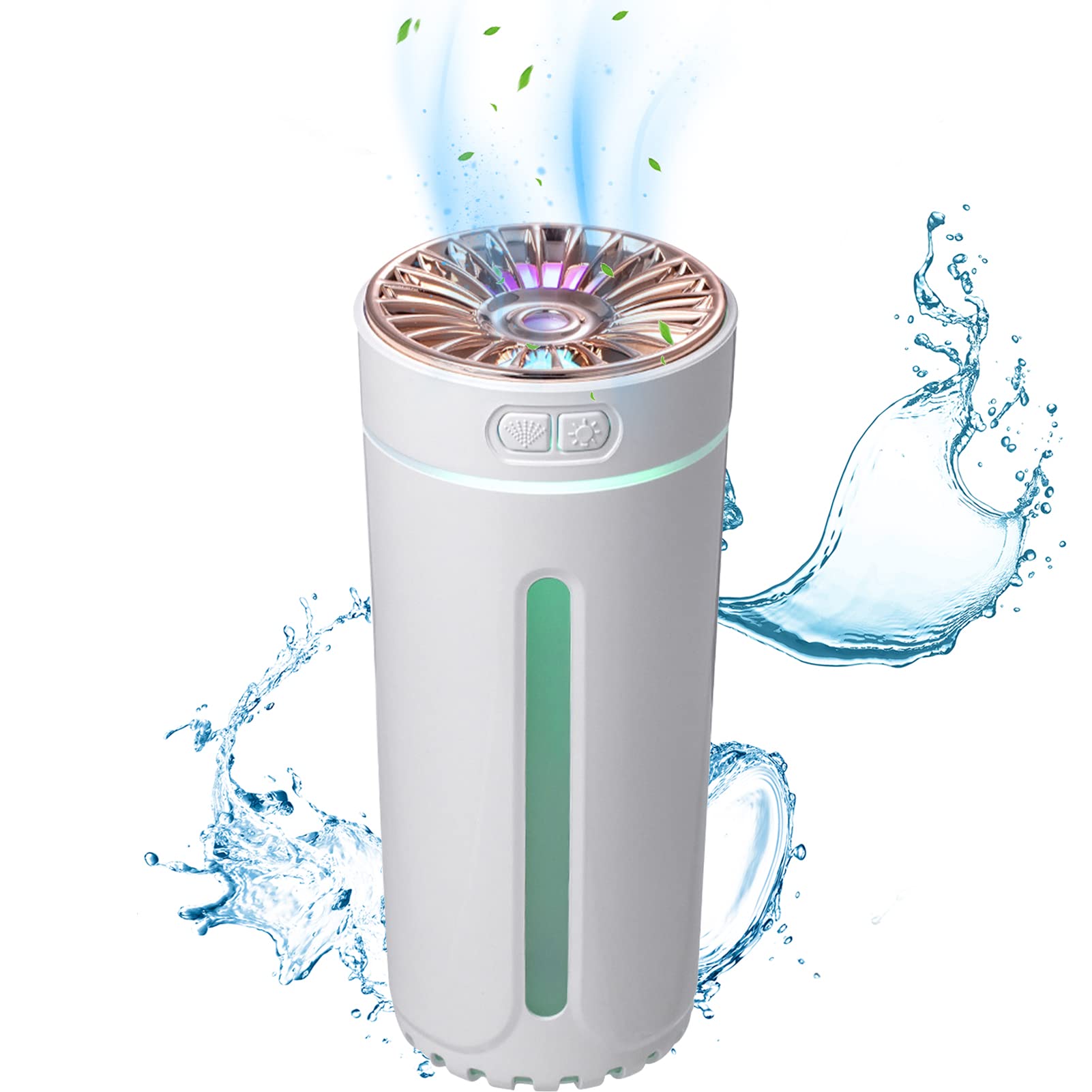 INGUNAR Portable Mini Humidifier, 300ml USB Car Air Humidifier with 7 Colors LED Night Light, Built-in 800mAh battery Personal Desktop Ultrasonic Purifier for Baby Bedroom Desk Travel Office Home