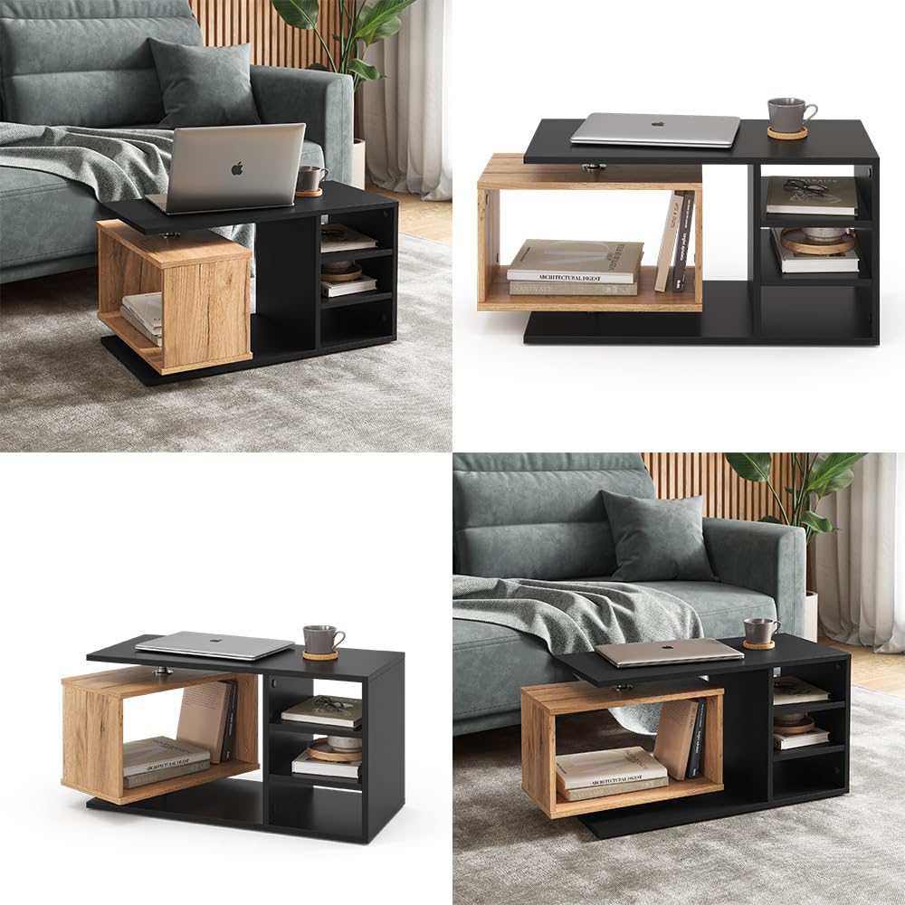 Vicco Couchtisch Rafi, Schwarz, 88 x 35 cm