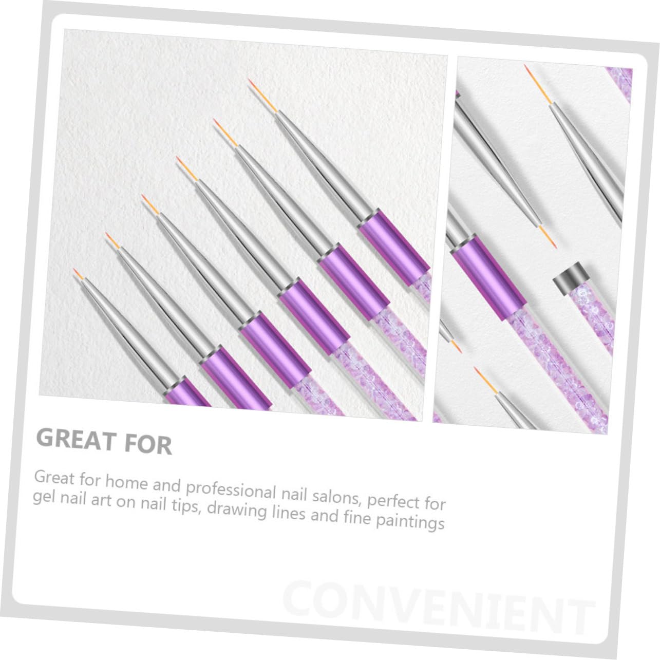 6 piezas Pinceles de de Uñas Herramientas de Dibujo para Decoración de Uñas Pinceles de Liner para Manicura DIY Diseño Elegante y Práctico