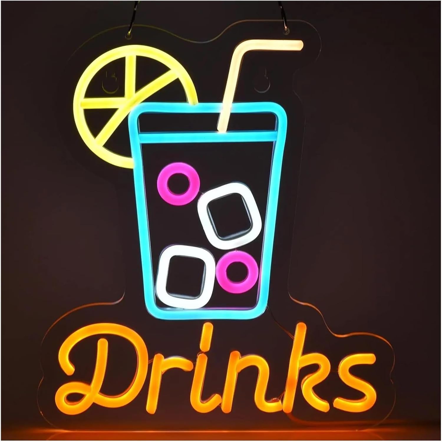 Zynther Neon lamp Neon Sign Drinks Cold Drink Cup LED Lighting for Wall Art Bar Club 28cm×32cm