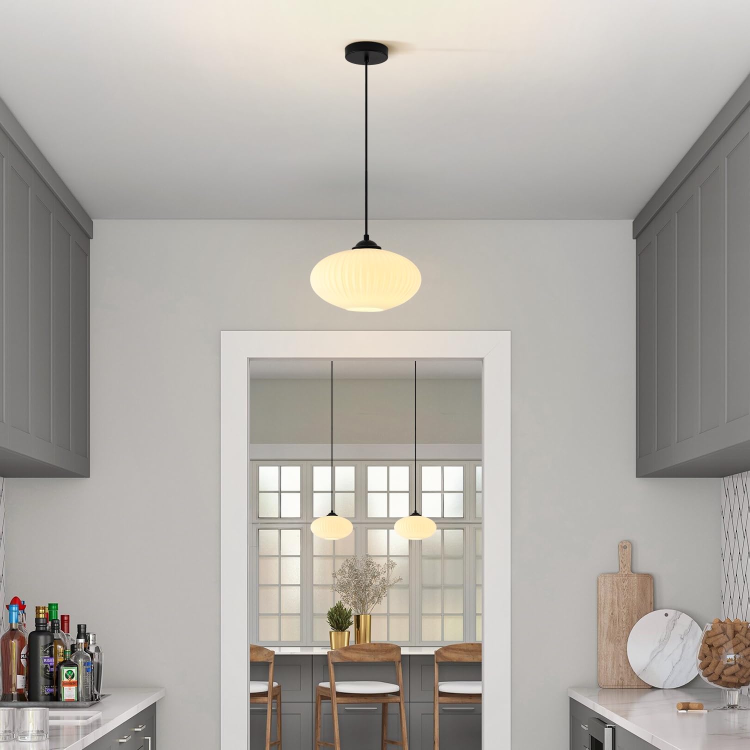 White Milk Glass Pendant Lights Kitchen Island Large Industrial Pendant Lighting Black Pendant Light Frosted Globe Ceiling Light Fixture