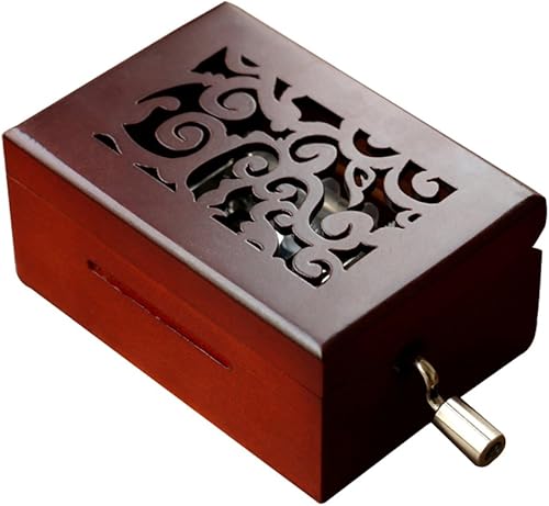 Miniatura 10 de Youtang Caja musical con mecanismo de madera de nogal vintage, caja de música de manivela, regalo (madera de nogal de 15 notas)