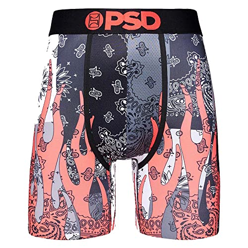 PSD Men's Hot Bandana Flames Boxer Briefs, Multi, L
