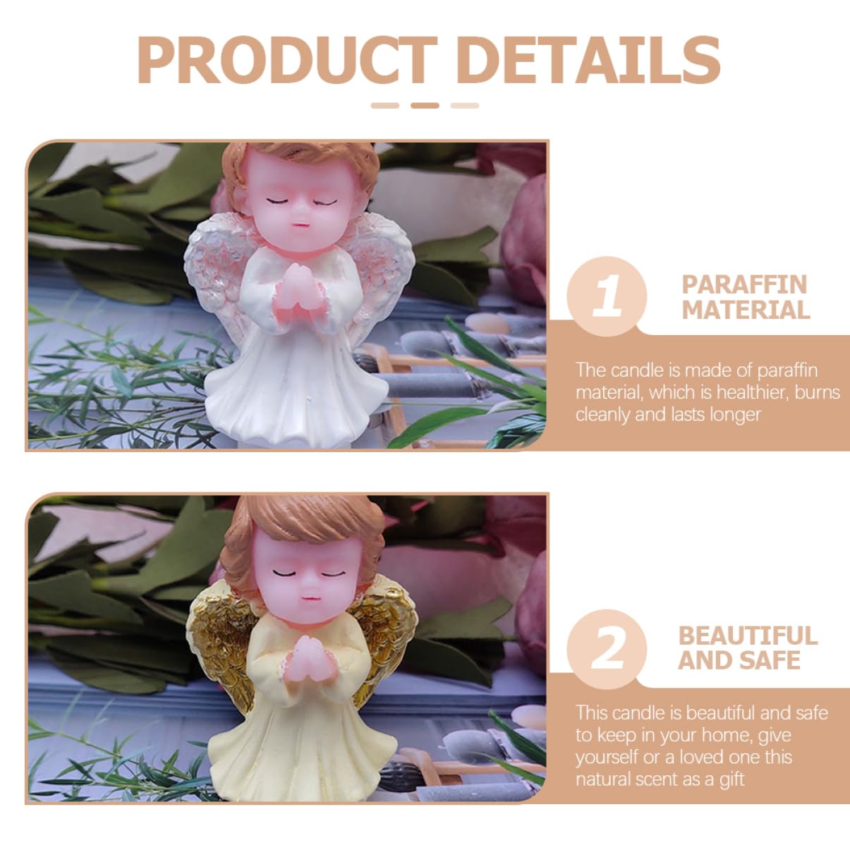 Gatuida 4 Velas de Ángel para Decoración Creativa y Divertida para Tartas de Cumpleaños Infantiles Hechas de Parafina en Fiestas y Postres