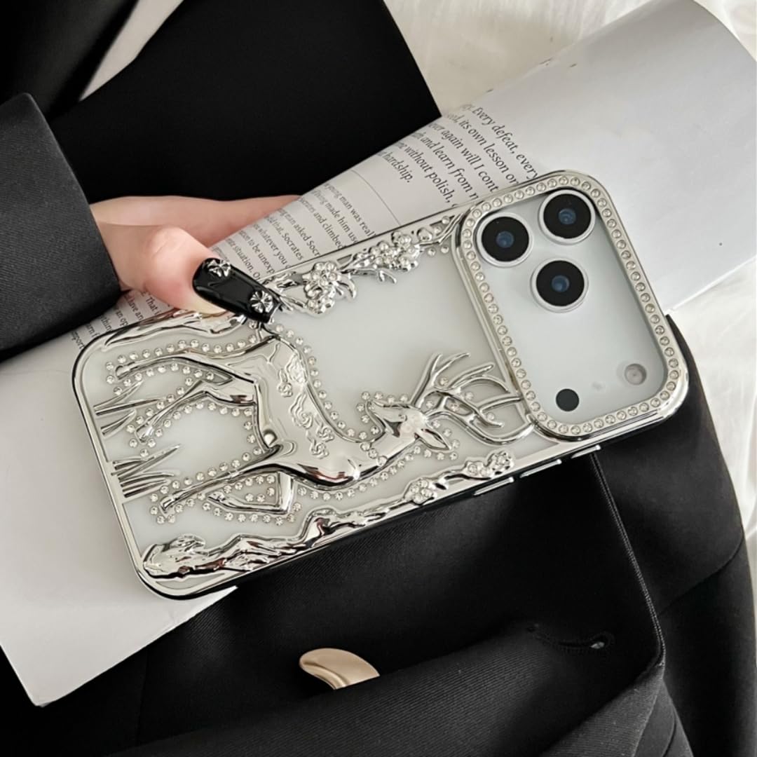 Coque iPhone 14 Pro Max transparente antichoc argent souple à paillettes - 8