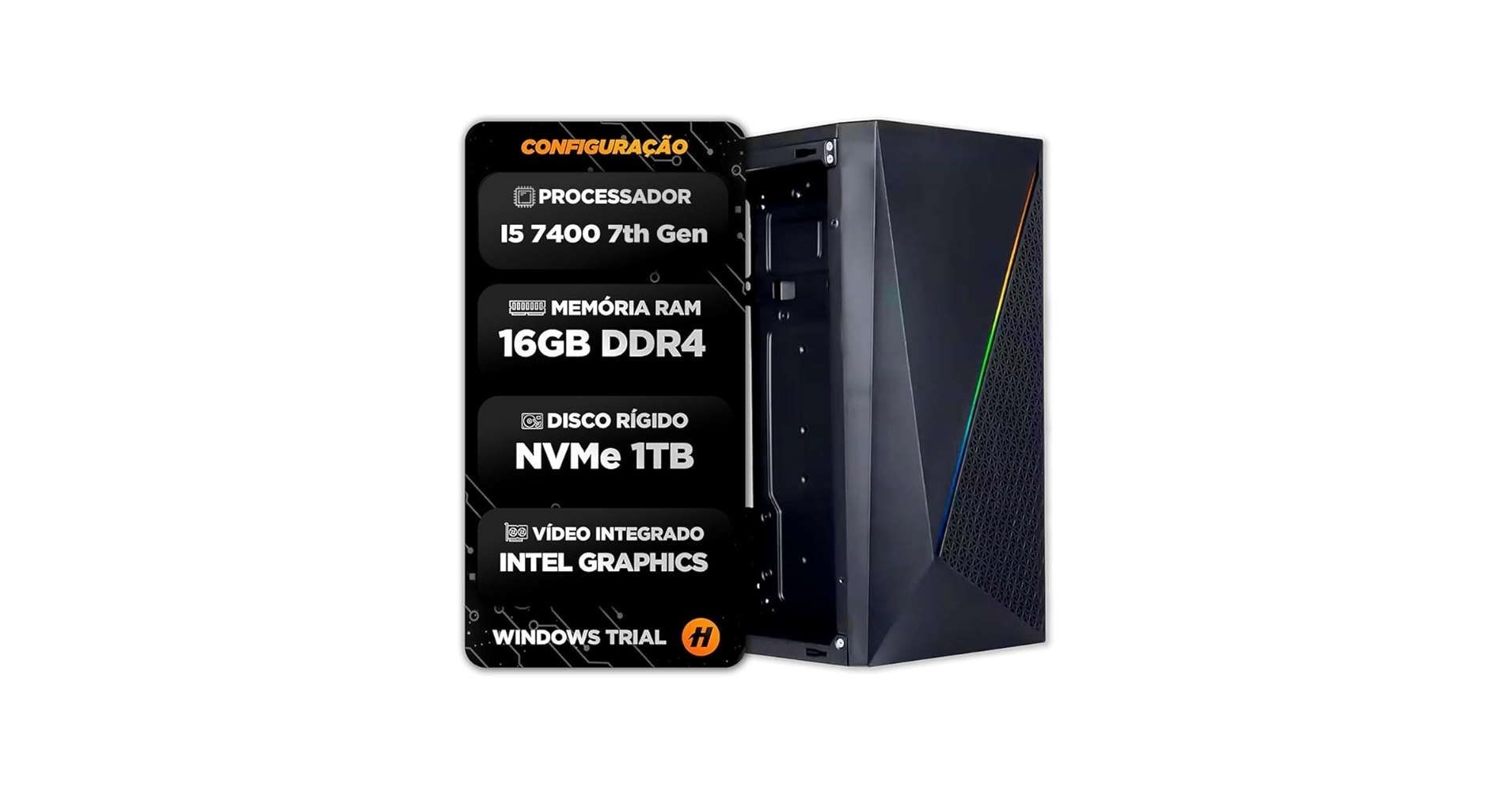 Pc Gamer Computador Cpu Intel Core I5 7400 SSD 1TB M.2 NVMe 16GB