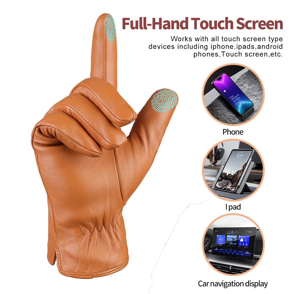 MGGMOKAY Guanti invernali da uomo in pelle Guanti da equitazione in morbida pelle di pecora foderati in cashmere caldo