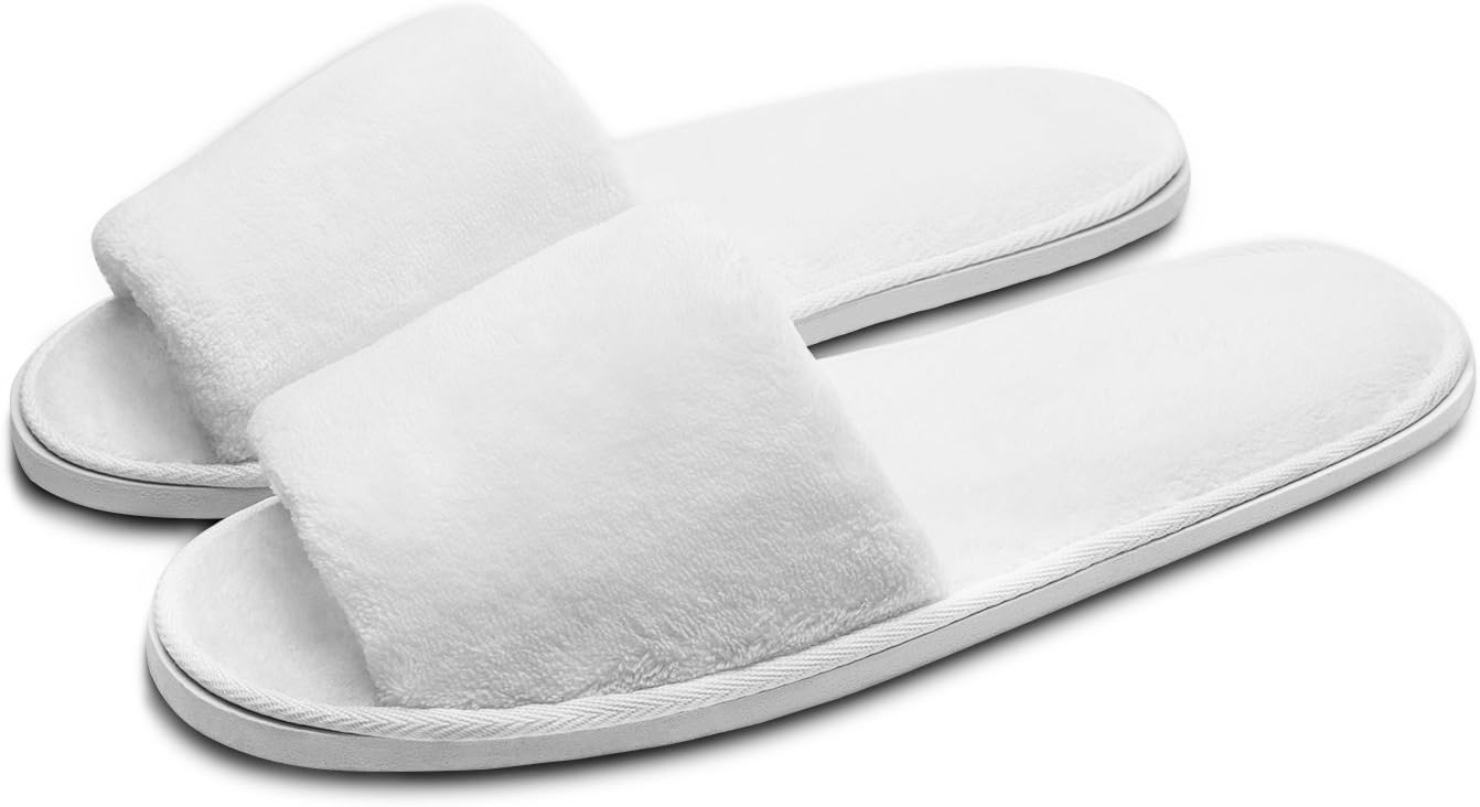 Echoapple Two Size Fit Most Slippers - 5 Pairs of Deluxe Open Toe Slippers for Spa, Party Guest, Hotel and Travel, Washable and Non-Disposable