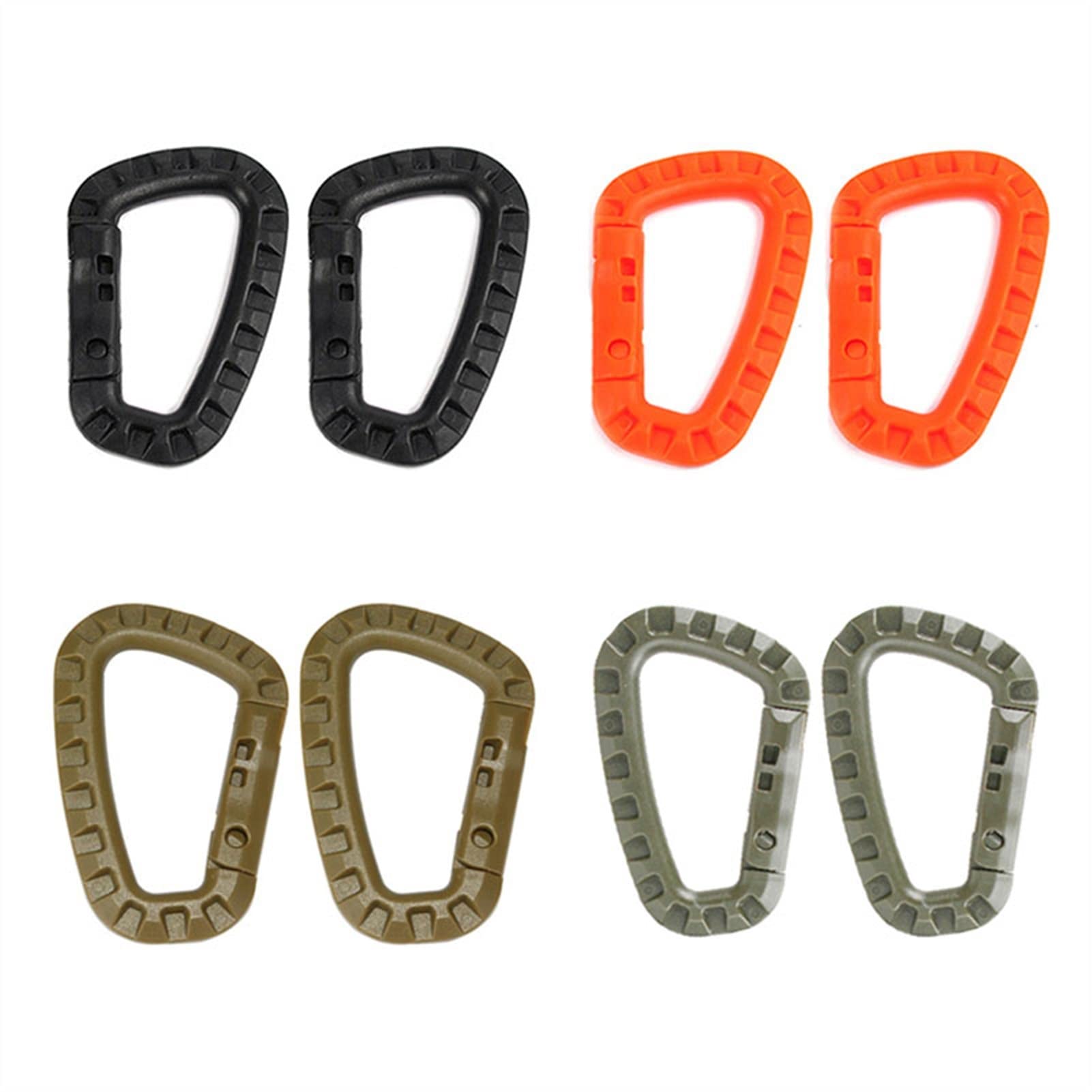 8X Mousqueton outil de dégaine Clip Molle Sangle sangle Boucle sac à dos extérieur Verrouillage pression Sac d'escalade camp Fermoir crochet suspension tactique(4 Color Each 2pcs)