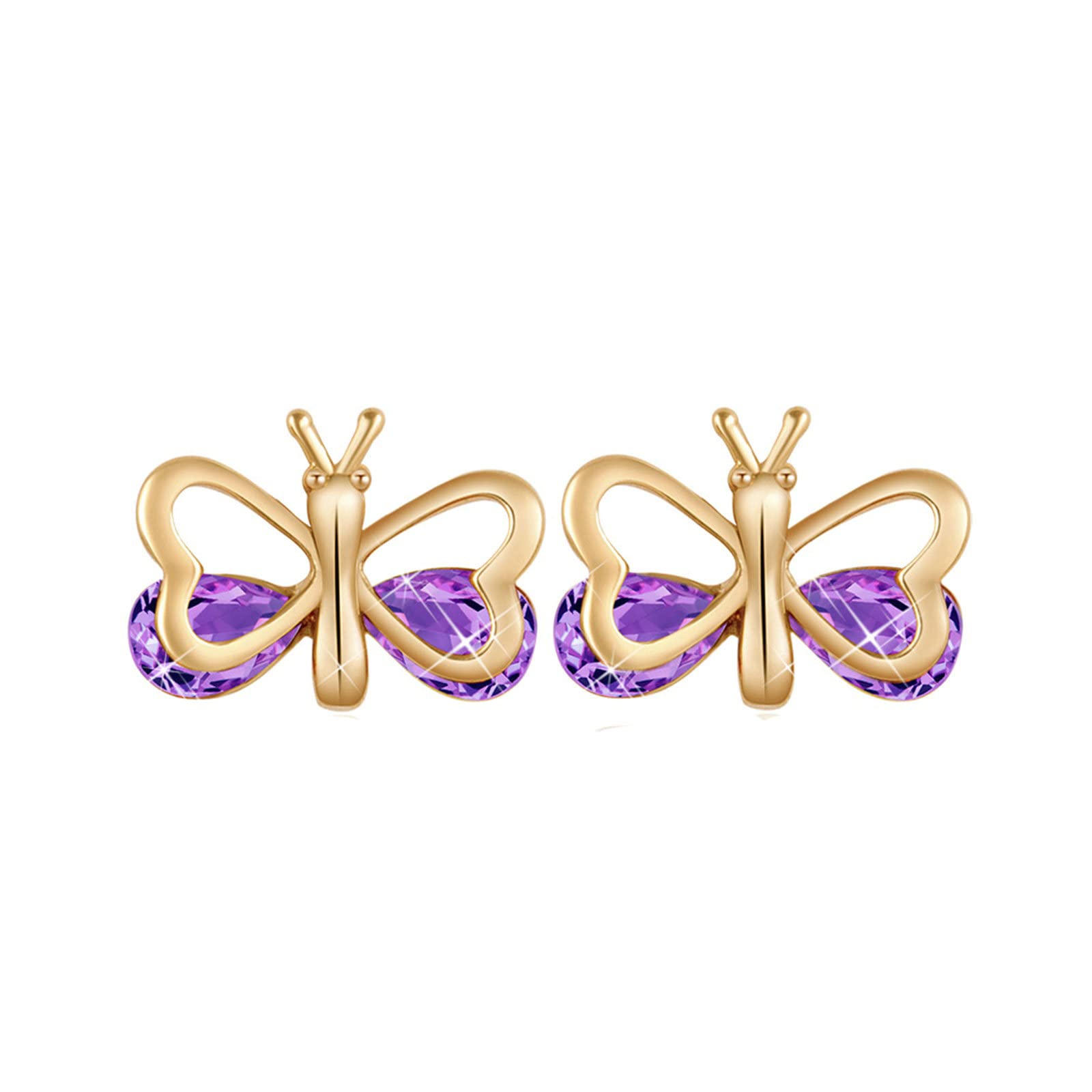 Pendientes de oro amarillo de hélice con mariposa para el día a día 4