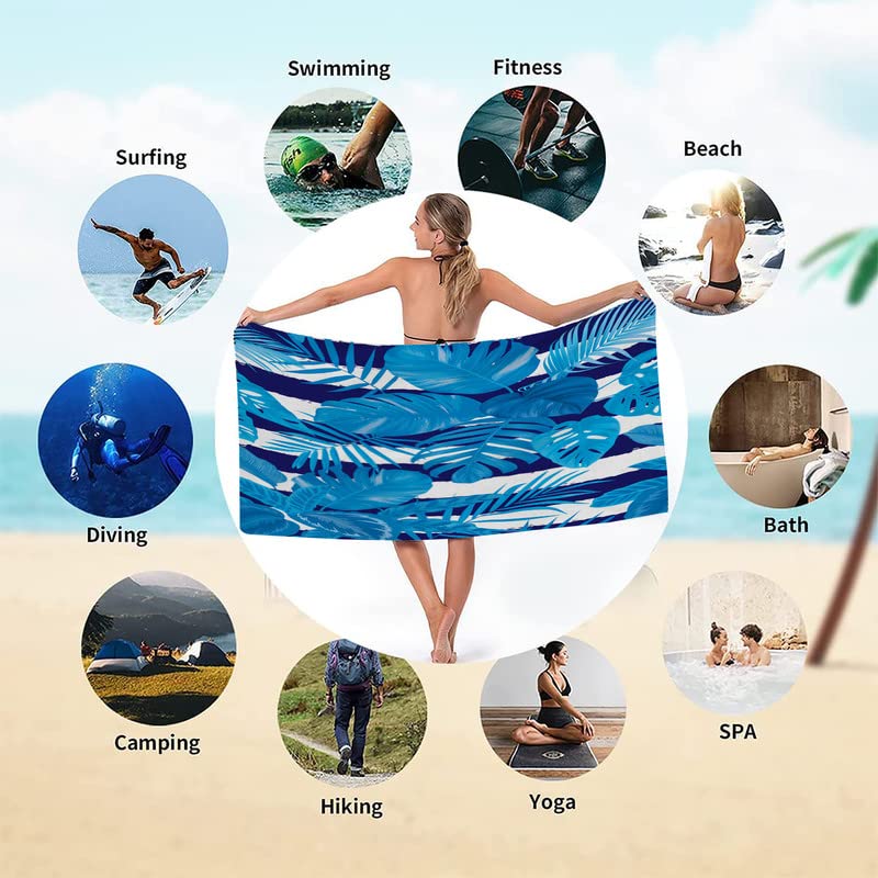 SinSenMa Palm Leaves Beach Towel - Quick Dry Microfiber, Lightweight Travel Towel For Adults & Kids