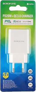 شاحن BA69A ريسورس PD20W+QC3.0 (EU) -من بوروفون، لون أبيض، USB، لايتنينج