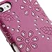 JUJEO Glittery Powder Floral Leather Skin Hard Shell for iPhone 5C - Non-Retail Packaging - Rose