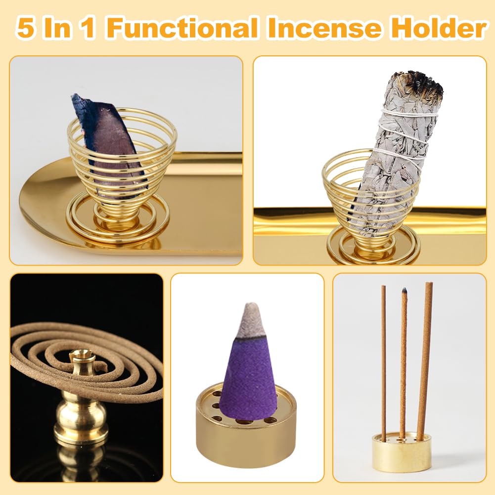 Bruciatore di incenso 5 in 1, porta incenso Palo Santo e salvia