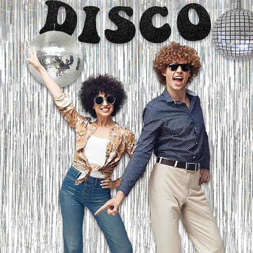 Image of Silver Foil Fringe Tinsel Backdrop - GREATRIL Metallic Tinsel Streamers Curtains for 2026 NYE /Prom /Dancing Ball /Christmas /Bachelorette Party Decorations - Pack of 2