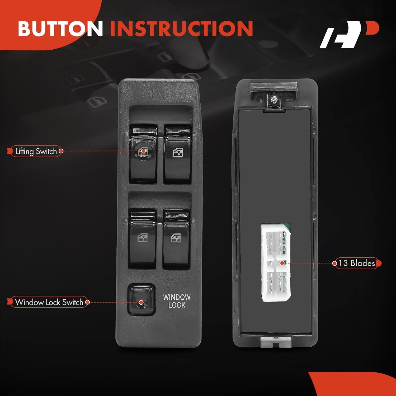 A-Premium Master Power Window Switch Compatible with Mitsubishi Montero 1990-2003, Front Left Driver Side, Replace# MR753373