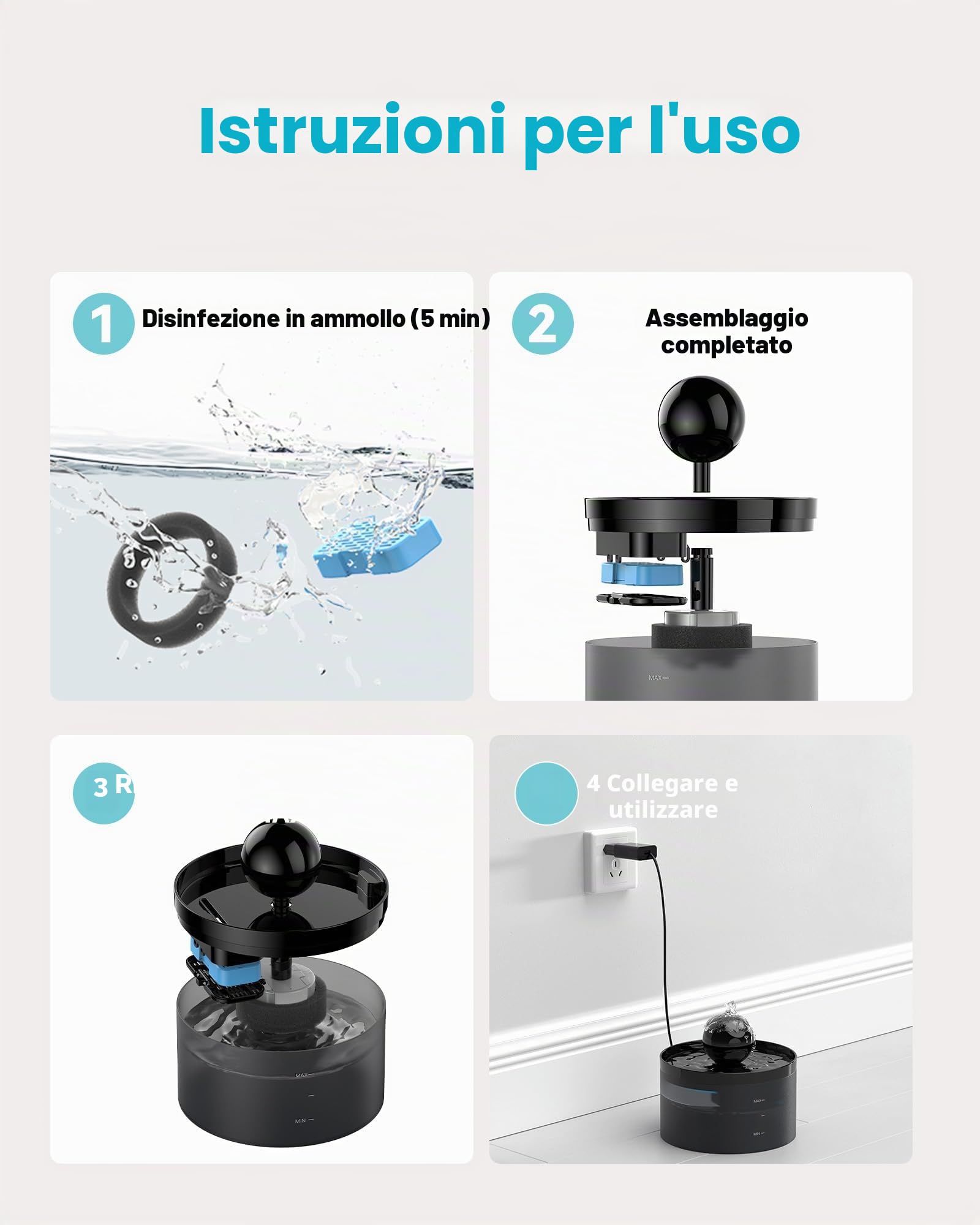 Filtro Fontanella per Gatti, 6 Filtri a Carbone + 6 Filtri a Spugna, Triplo Filtraggio, Mantiene l'acqua Fresca e Pulita, per Fontana per Gatti (B0CGDWYJN7 B0C6XPFT7Q)