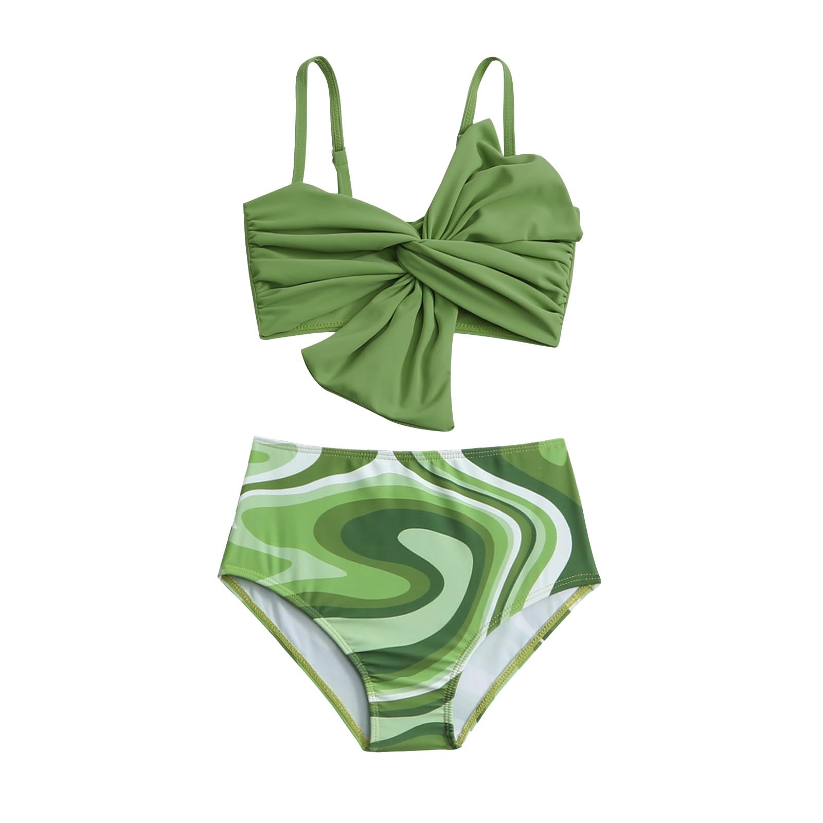 Genérico Bikini Menstrual NiñA 14 AñOs Trajes de baño para niñas con Cuello en V Bikini Set Traje de baño de Dos Piezas Fruncido Cintura Media Traje de baño BañAdor Red Point Mujer