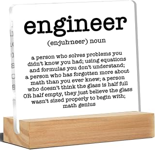 Engineer Gifts Engineering Gifts for Engineers Retirement Graduation Christmas, Engineer Desk Decor Acrylic Desk Plaque Sign Home Office Decoration 4 x 4 Inches