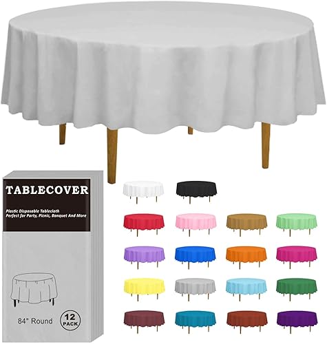 Miniatura 24 de D&Z - Juego de 6 manteles de plástico desechables rojos redondos, envueltos individualmente para interiores y exteriores, mantel de 84 pulgadas para