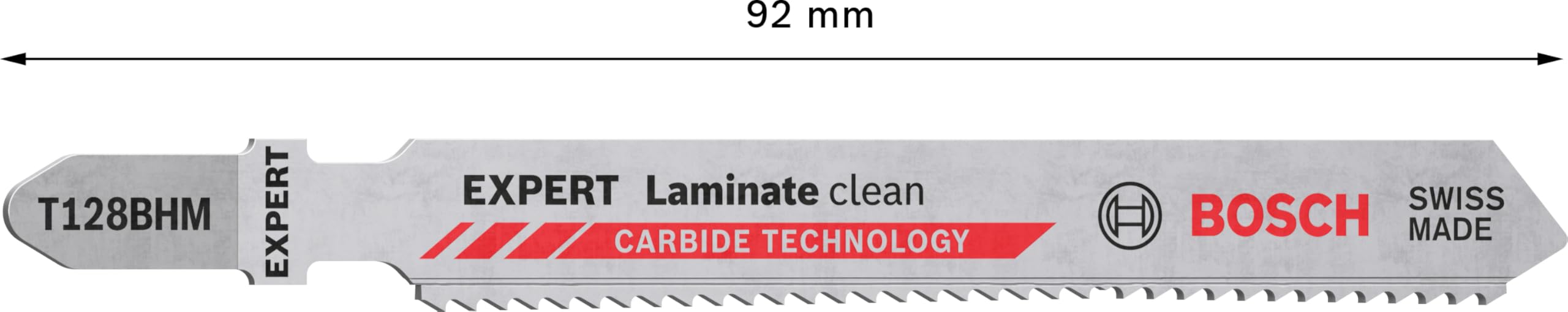 Bosch Professional 3x EXPERT 'Laminate Clean' T 128 BHM Dekupaj Testere Bıçakları (Dolu Laminant Vinil, PVC, HPL Yüksek basınçlı laminant, Uzunluk 92 mm, Aksesuar Dekupaj Testeresi)