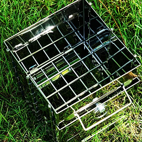 Dzrzvd Camping Wood Stove With Grill,Collapsible Backpacking Burner,Small Stainless Steel Firebox With Handles,Portable Solo Stove,Ultralight Rocket Stove For Outdoor Cooking Hiking Hunting Fishing #TOP6