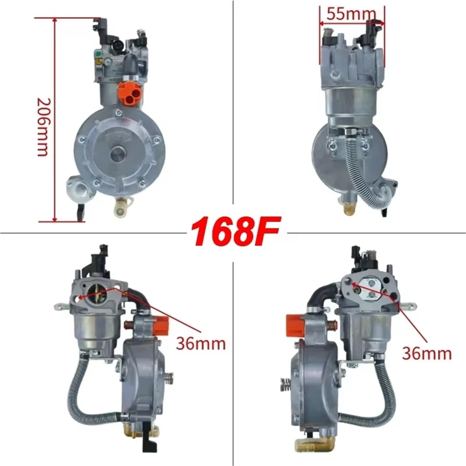 Carburador Kit Estranguladores Manuales Para Generador GX200 170F De 2,8 KW GX160 168F Carburador De Combustible Dual Kit De Conversión De GLP A NG