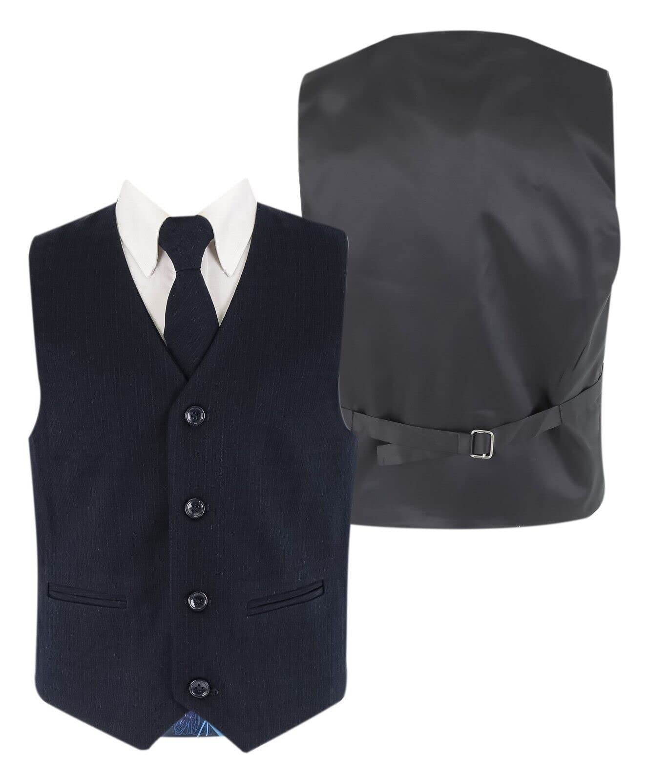 SIRRI Abito da Ragazzo Taglie Husky Auto Modellato Blu Navy su Misura per Matrimonio Formale Ragazzo Ballo di fine Anno Funerale Set da 5 Pezzi